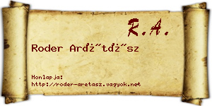 Roder Arétász névjegykártya